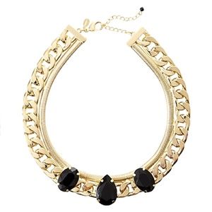 Express Black/Gold Faceted Stone Status Link Chain